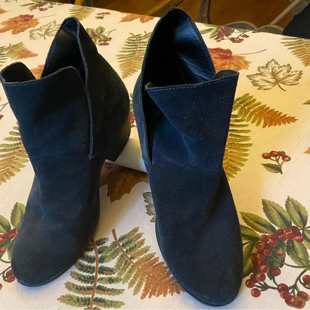 Navy Suede Me Too Booties